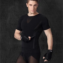 Для мужчин Бесшовные дышащие футболки Талия корсеты, нижнее белье одежда для коррекции фигуры мужской тонкий Abdo Для мужчин ремень топы с короткими рукавами NY042