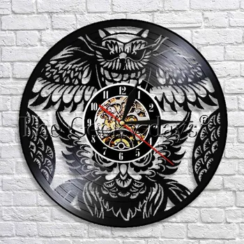 

Owl Wall Art Decor Clock Owl Bird Retro Vinyl Record Wall Clock 3D Wall Watches Clock Art Wall Living Room Decoration