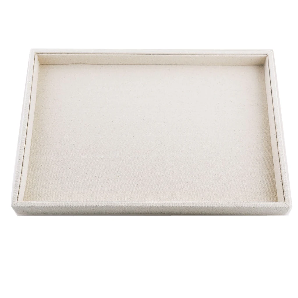 Multifunctional Beige Linen Jewelry Tray Jewelry Display Organizer Holder Case Earring Storage Box for Bracelet Necklace серьги