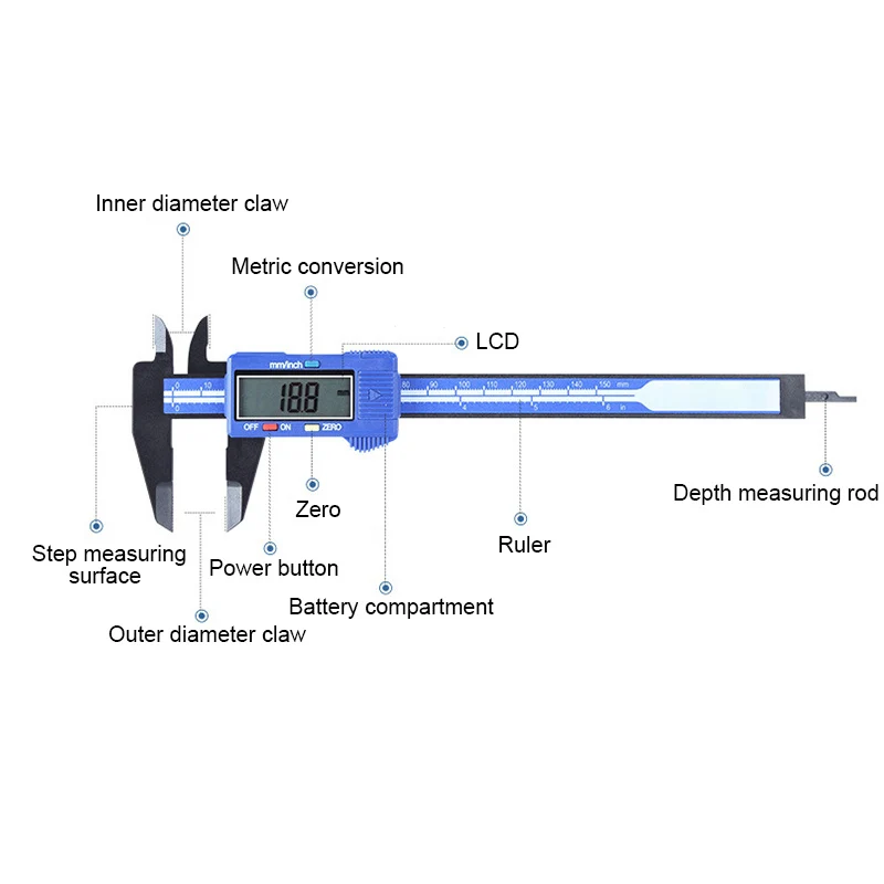 0-150 мм Цифровой Электронный штангенциркуль ЖК-дисплей правило пахометр датчик толщина микрометра измерительный инструмент
