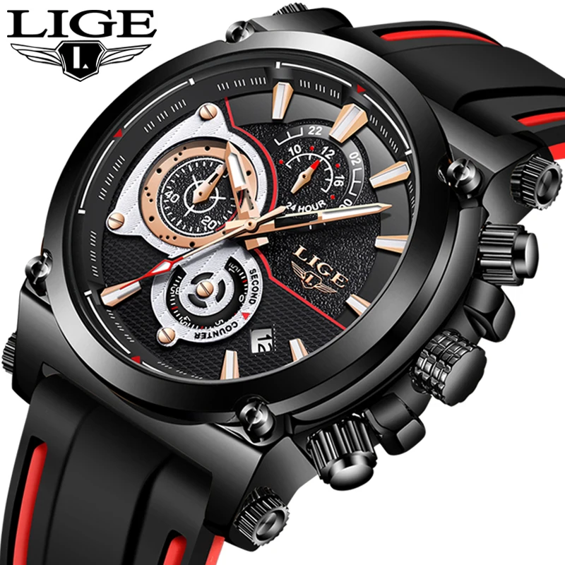 2019 LIGE новые часы для мужчин Топ Роскошные модные мужские спортивные часы силиконовые водонепроницаемые кварцевые деловые мужские часы +