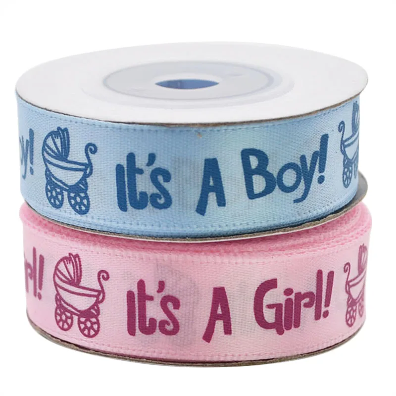 10Yards/Roll It is a Boy Girl Printed Ribbon Pink Blue Baby Shower Satin  Ribbon Kids Birthday Christening Gifts Packaging Crafts - AliExpress