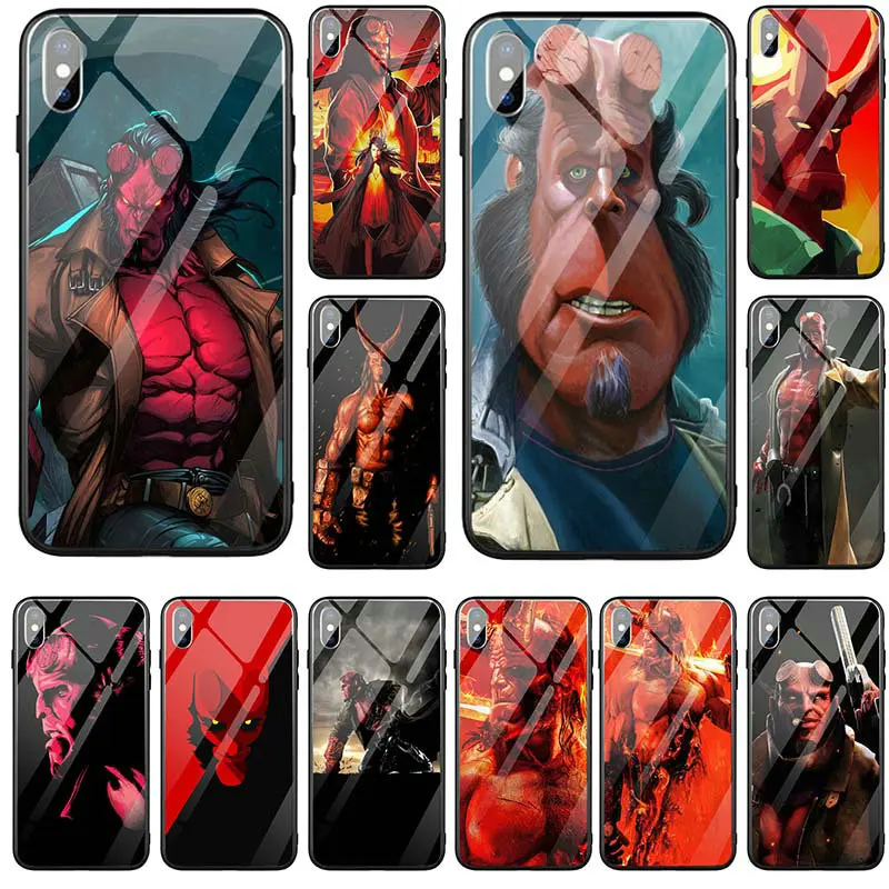 Tempered Glass Phone Cover Cases for iPhone 5 5S SE 6 6S Plus 7 8 8Plus X XR XS Max Fundas Coque Hellboy Movie Artwork | Мобильные
