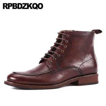 

fall ankle full grain leather boots army oxford designer formal wedding military shoes business dress men genuine brown combat