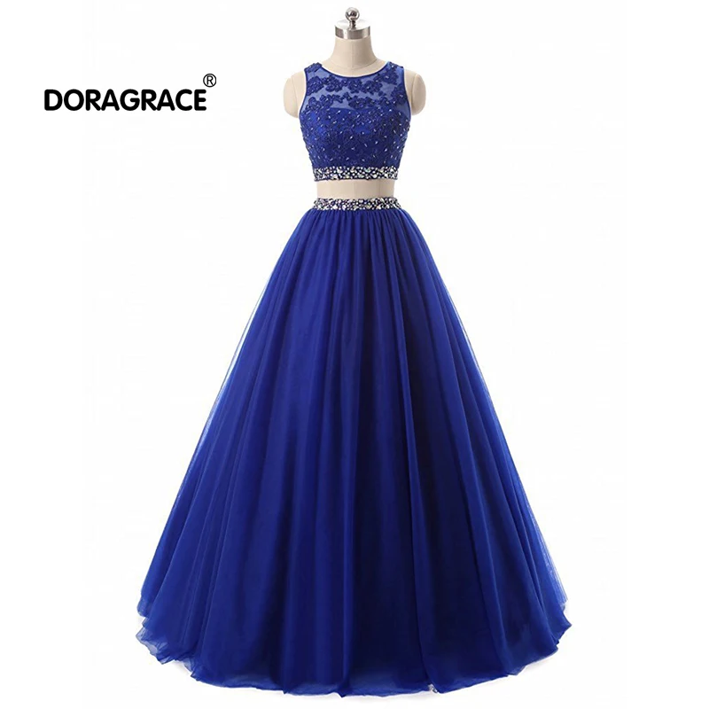 Doragrace Vestido De Festa с аппликацией из бисера а-силуэта без рукавов двух частей
