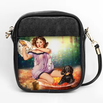 

Custom pin up girls Sling Bag Women Sling Shoulder Bags Leather Mini Girls Tote Party Bag DIY Sling Bag