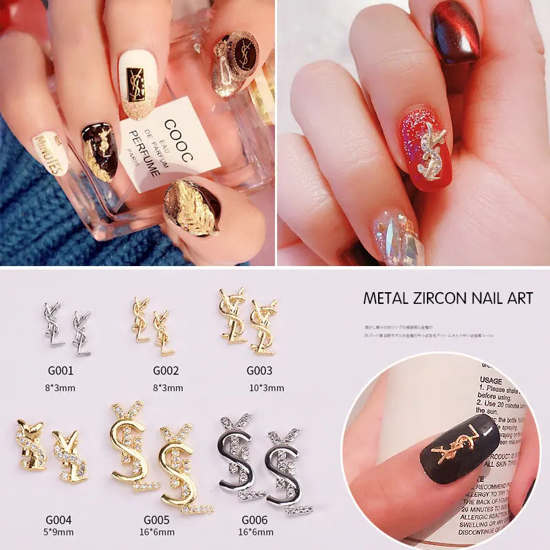 

Top quality 3D Alloy Nail Art Zircon metal manicure nail accessories Jewelry DIY Nail Decoration Nail charms Gold Silver Rivets