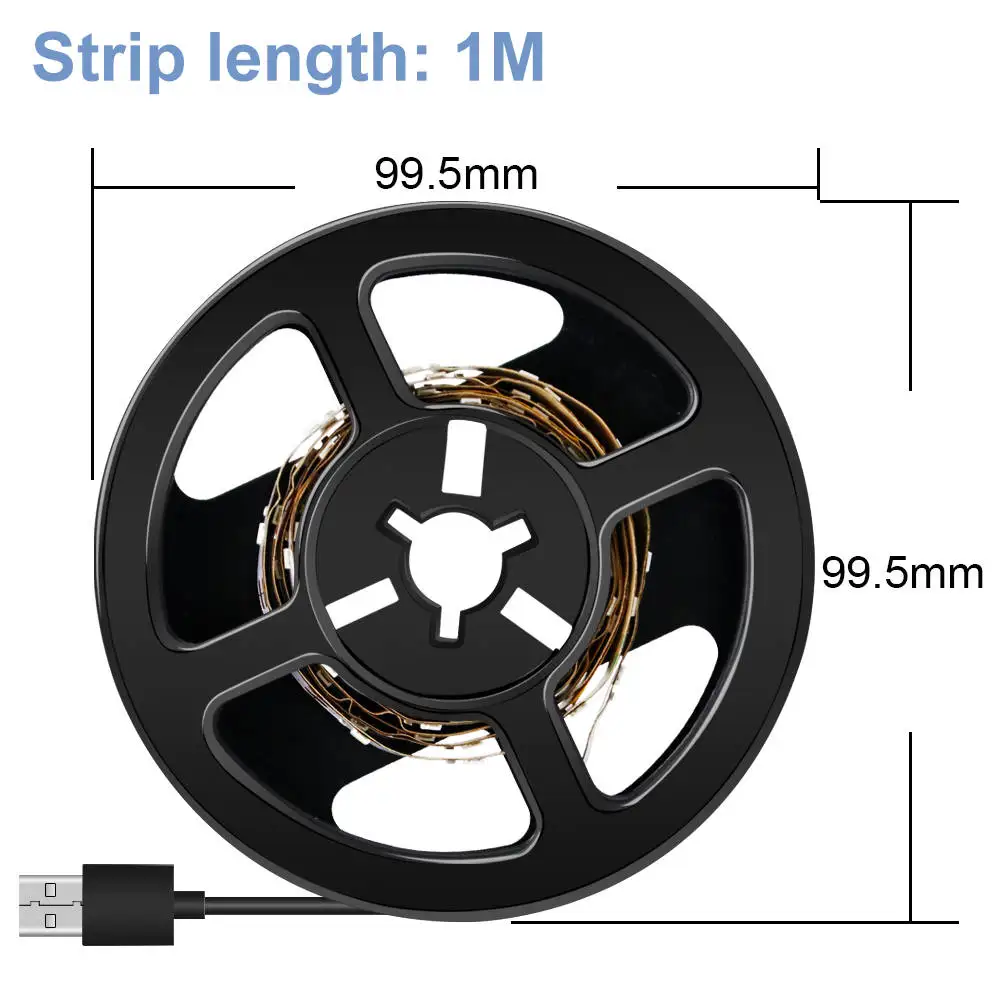 5 м Светодиодная лента постоянного тока 5 в USB Led источник питания неоновая лампа SMD 2835 беспроводное освещение шкафа Гибкая лестница Ночная лампа украшение дома - Испускаемый цвет: 1m 60leds