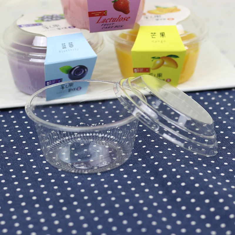 30pcs 230ml wood bran cup Pudding jelly box cup Hard plastic transparent drink cheese diy cake fruit box takeaway packing