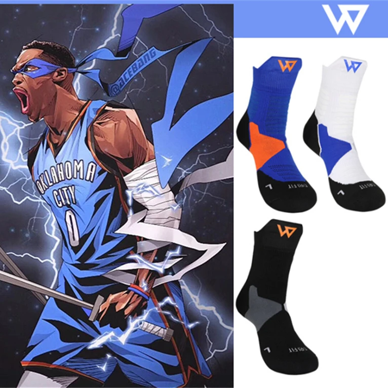 

Russell Westbrook Basketball Knee High Middle Calf Socks USA 2019 New Adult Size Professional Training Star Player Elite Thunder