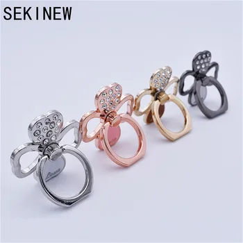 

Cute Metal Cell Phone Crystal Clover Holder Round 360 Ring Stand Finger Bracket Smartphone Desk stand Grip Socket Mount