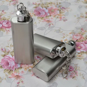 

DHL 500pcs high quality 2oz Mini Stainless Steel Hip Flask Alcohol Flagon with Keychain