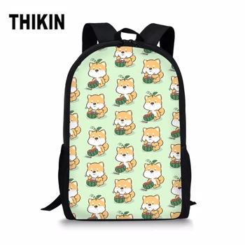 

THIKIN Cute Cartoon Welsh Corgi Pattern High School Backpacks for Girls Personalized Kids Bagpack Teenager Children School Bags