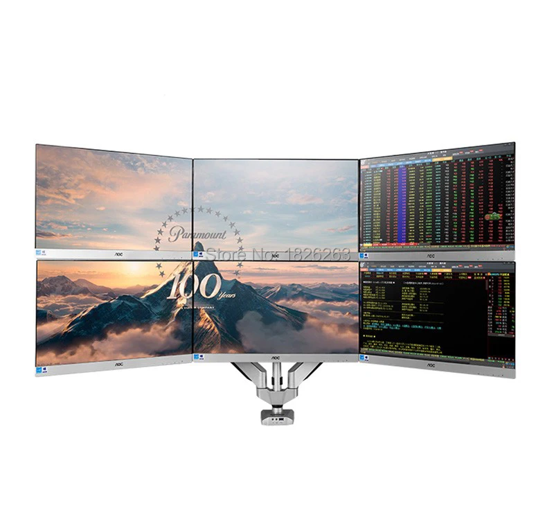 

Super Quality Full Motion Desktop Clamping 10"-24" 6 LCD Screen Monitor Holder Gas Spring Arm Bracket with USB and Audio Ports