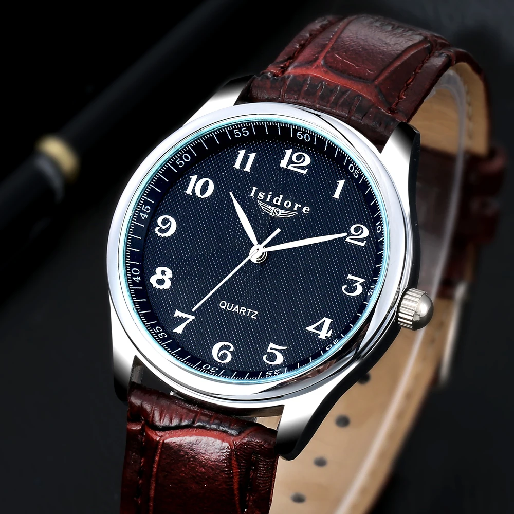 2016 Fashion Casual Quartz Men Watches High Quality Soft Leather Man