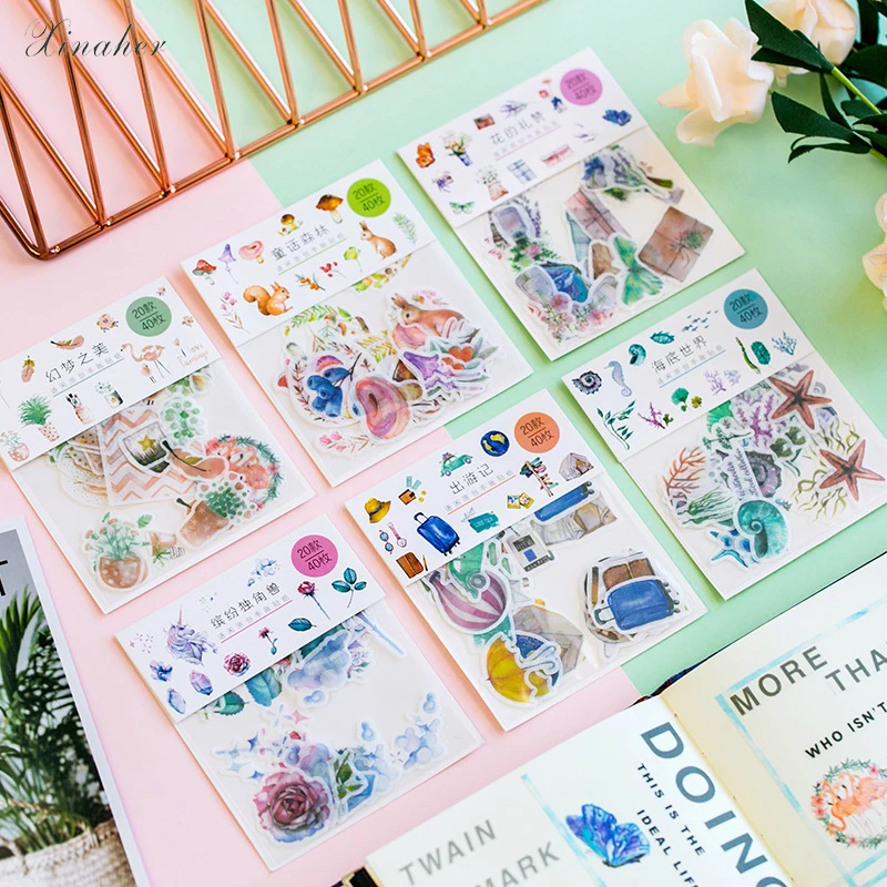 

XINAHER 40 pcs/lot forest animals sea animals mini paper sticker package DIY diary decoration sticker album scrapbooking
