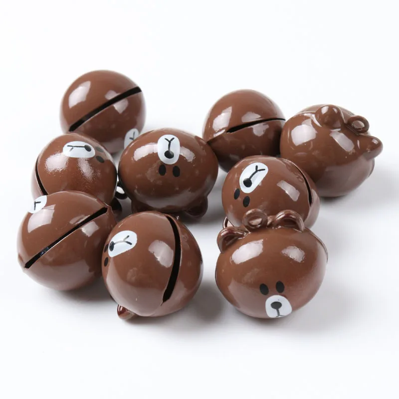 

5pcs 21mm Jingle Bells Brown Cartoon Bear Iron Loose Beads Small for Party Christmas Tree Ornamen Decoration Home Accessories