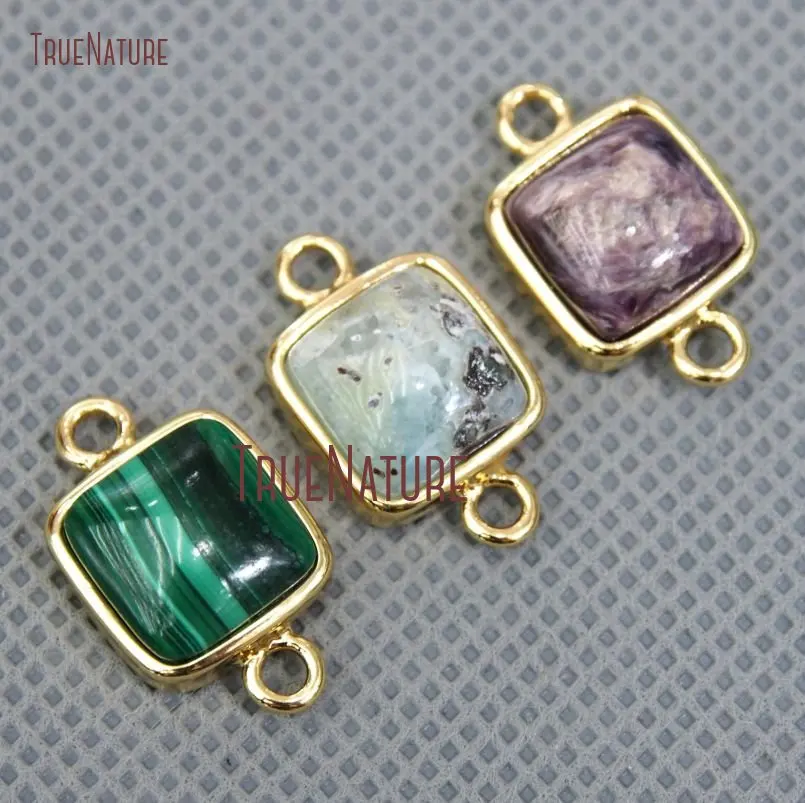 Larimar, Charoite, Malachite Double Bail Pendant Bezel Setting Pure