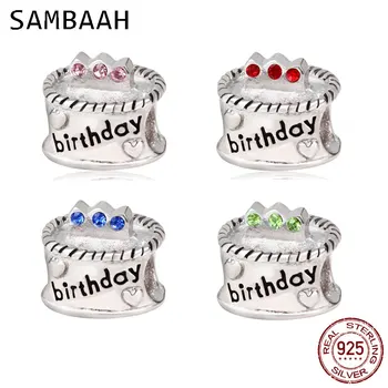 

Sambaah Happy Birthday Cake Charm with Austrian Crystal 925 Sterling Silver Cupcake Beads fit Pandora Birthday Gift Bracelet
