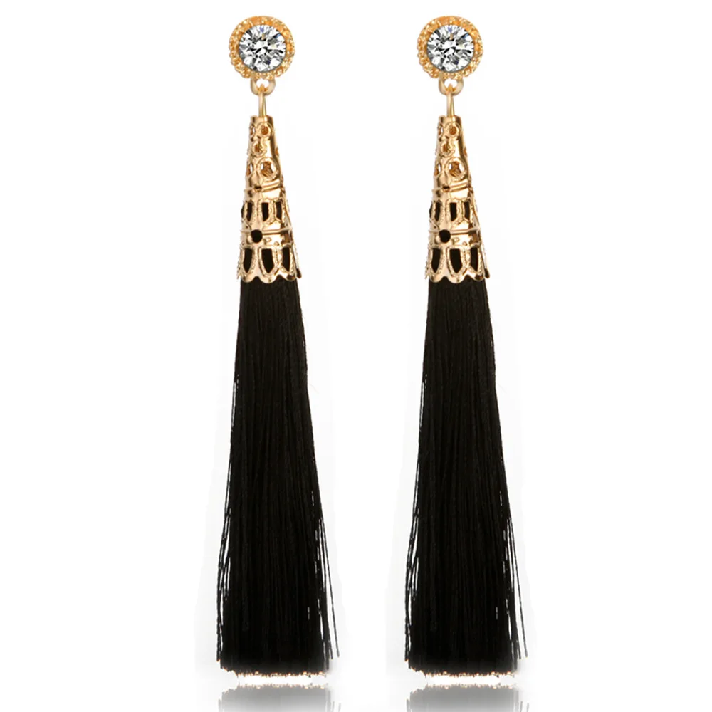 

Vintage Ethnic Long Tassel Earrings Women 2018 Fashion Brand Jewelry Geometric Alloy Plating Simple Dangle Drop Earrings