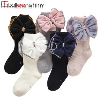 

BalleenShiny Big Bowknot Knee High Socks Children Kids Princess Fashion Long Socks Warm Cotton Soft Comfortable Baby Socks Gift