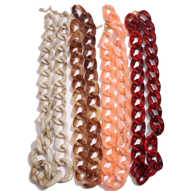 

JUST FEEL Vintage Fashion 2019 Acrylic Necklace For Women Punk Resin Long Chain Choker Bohemian Female Party Statement Jewelry