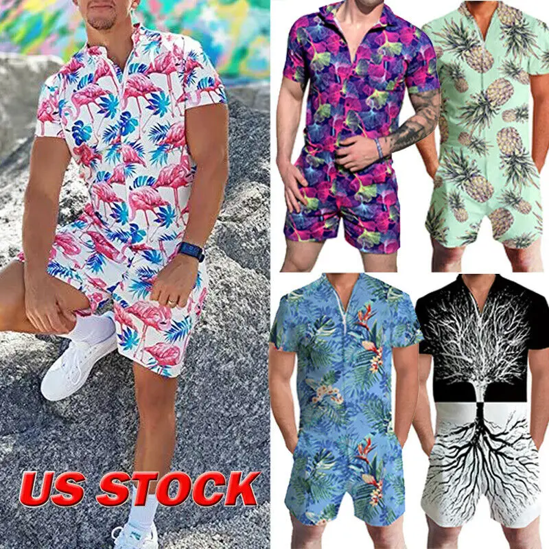 mens tropical shirt and shorts