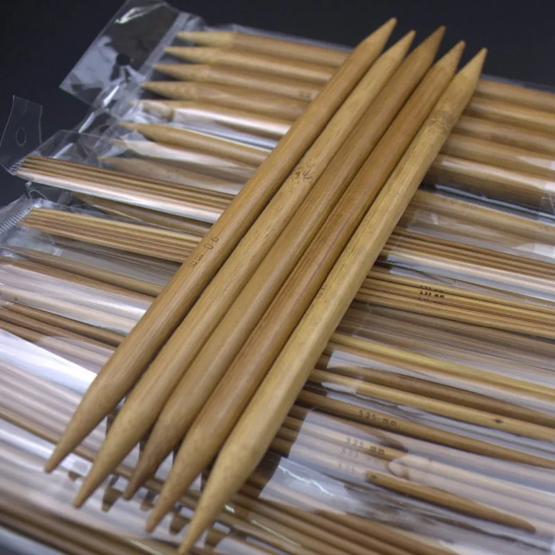 75pcs/set 15 Sizes 20cm Double Pointed Carbonized Bamboo Knitting Needles Sweater Knitting Bamboo Handle Smooth Craft Needle