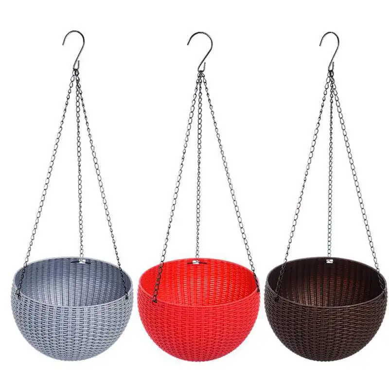 

Lovely Convenient Rattan Handmade Macrame Flower Basket Half Round Flowerpot Basket Plastic Durable For Garden Outdoor Plant