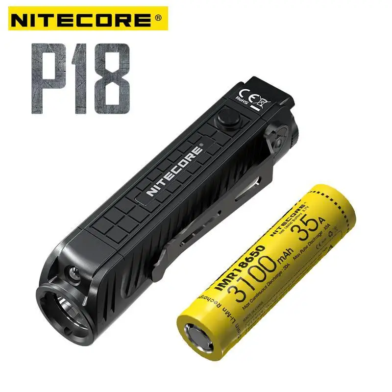 

Nitecore P18 Unibody Die-case Futuristic CREE XHP35 HD LED 1800 Lumens with Auxiliary Red Light Tactical Flashlight