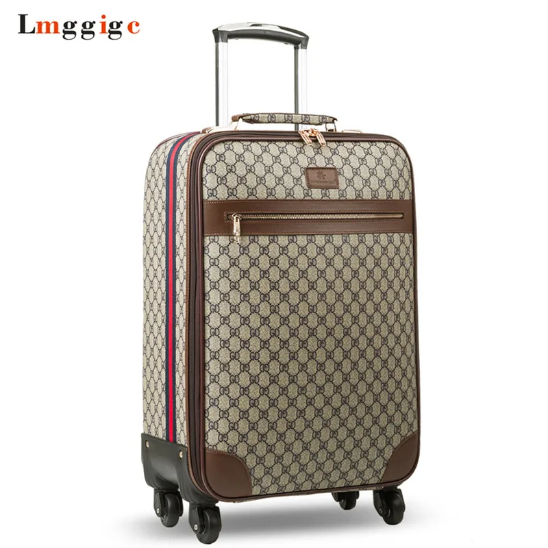 

20" inch Cabin Rolling Luggage Travel Suitcase Bag ,New Women PU Trolley Case with wheel,52*36*21cm Commercial Box, Men Carry-On