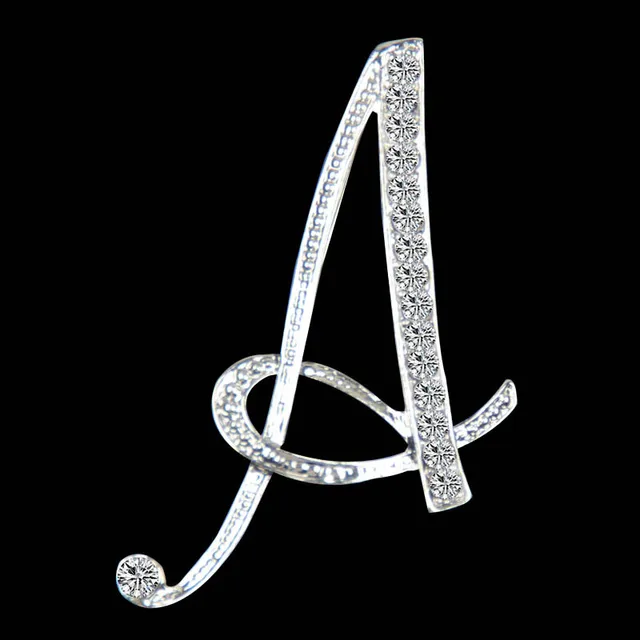 SHUANGR New Strass Spille in Cristallo Spilla AS pins e Spille Clip Nome Inizial SHUANGR New Strass Spille in Cristallo Spilla AS pins e Spille Clip Nome Inizial