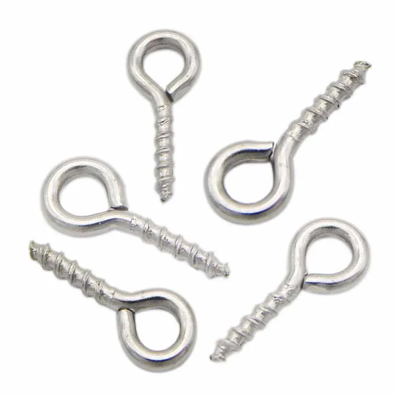 100pcs/lot Stainless Steel Silver Tone 10mm Round Rings Finished Screw