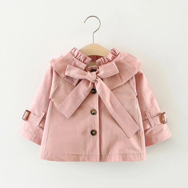Toddler Girls Fall Jackets Baby Girl Windbreaker Cotton Big Bow Kids Trench Coat Baby Outerwear