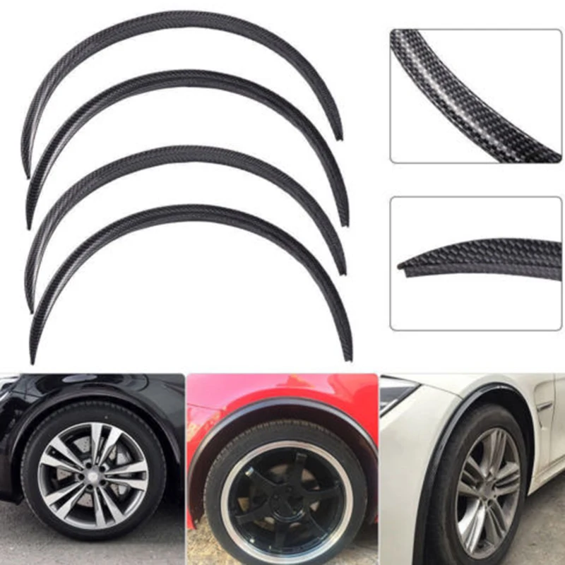 

High Quality Car Wheel Eyebrow Arch Protector Molding Strip 4Pcs Carbon Fiber Lips Strip Fender Flare Protector Sticker