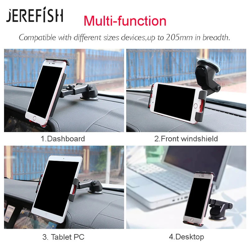 JEREFISH лобовое стекло автомобильный держатель для планшета приборная панель автомобильный держатель для телефона для iPhone samsung huawei iPad Mini xiaomi автомобильный держатель