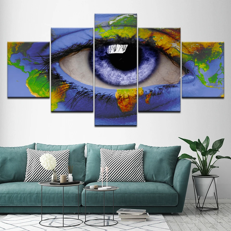 Canvas Painting eyes world perception 5 Pieces Wall Art Modular Wallpapers Poster Print for living room Home Decor | Дом и сад