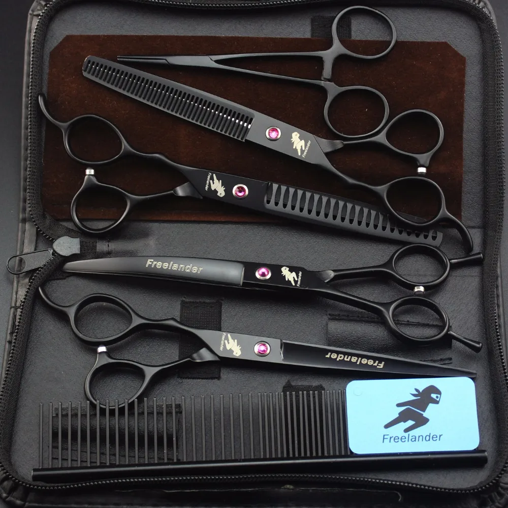 

7.0 inch black left hand 4 packs high-end pet grooming scissors left hand scissors custom scissors hair care scissors