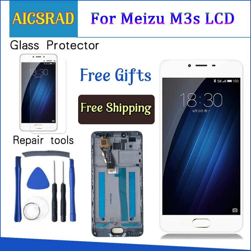 Beste AICSRAD Voor Meizu M3 S M3S Mini LCD Touch Screen Digitize Vergadering Vervanging Voor Meizu M3s Meilan 3 s Y685Q y685M Y685H