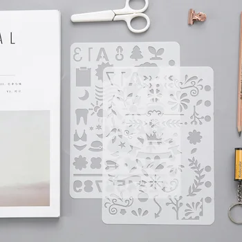 

6pcs A5 Loose-leaf Painting Template Lace Ruler DIY Album Handbook Decoration Drawing Ruler 24 Selection