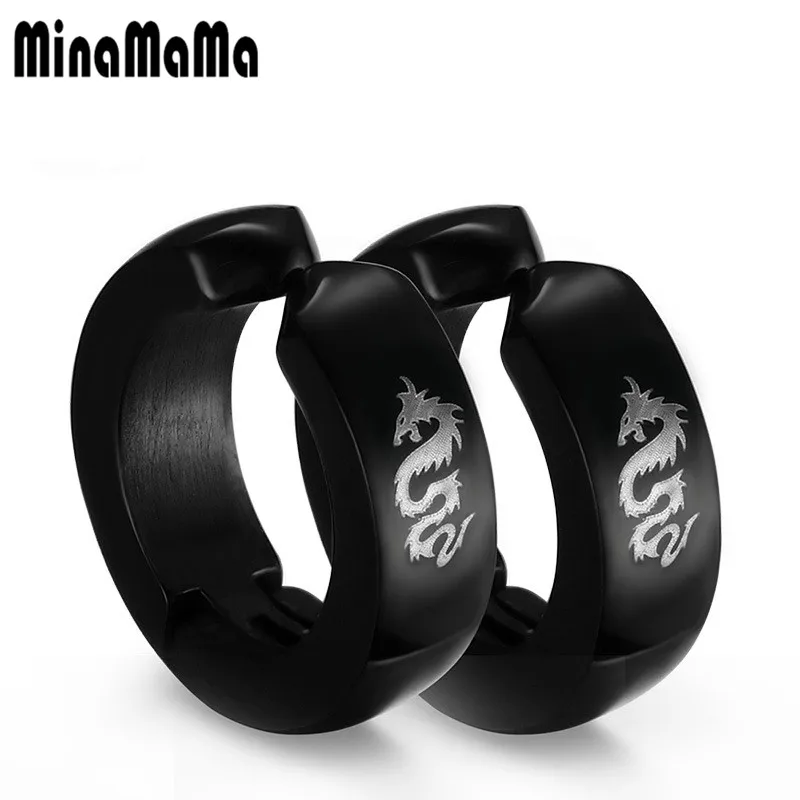 

Women Earrings 316L Stainless Steel Dragon Stud Earrings For Men Stainless Steel Black Dragon Male Jewelry