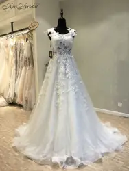 Vestido De Noiva 2018 новые аппликация из органзы Свадебные платья Scoop Средства ухода за кожей шеи платье с открытой спиной невесты