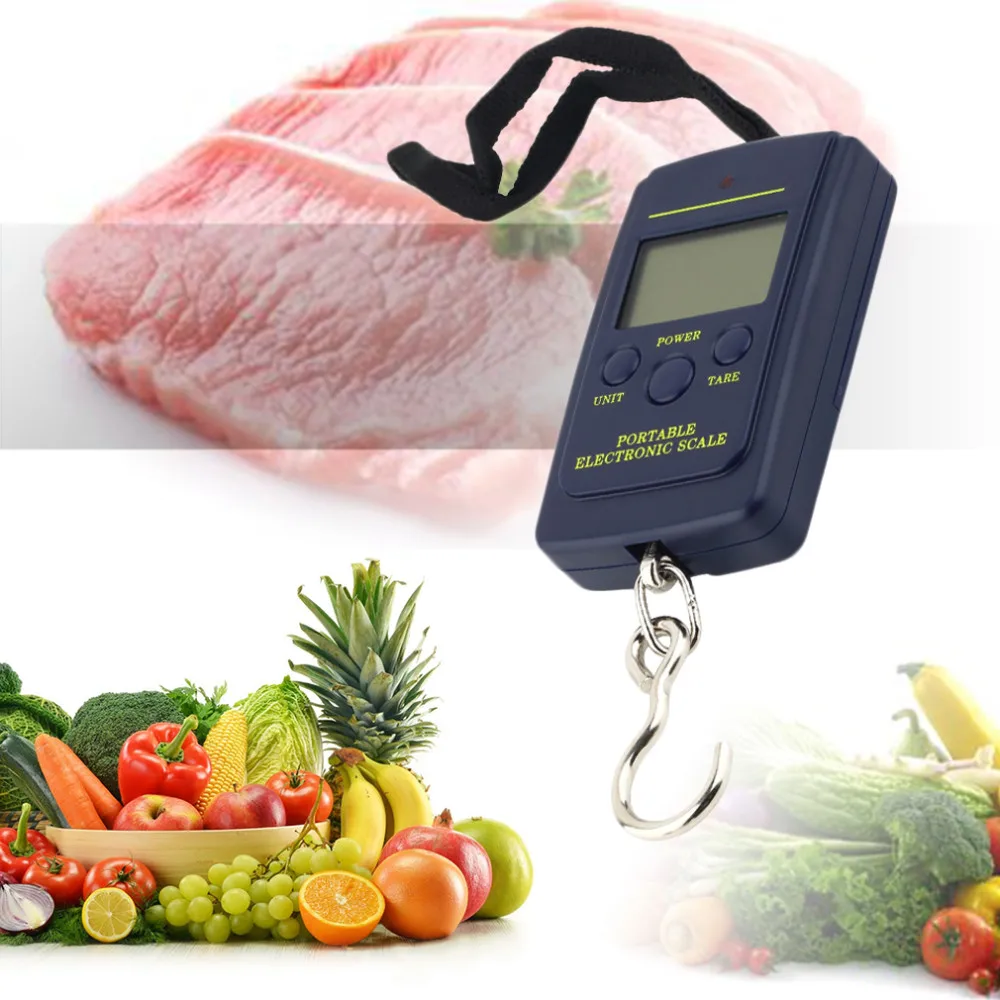 PREUP 40 кг x 10 г Портативный Висячие весы мини-электронная шкала багажа Balanca цифровой удобный Вес крюк весы