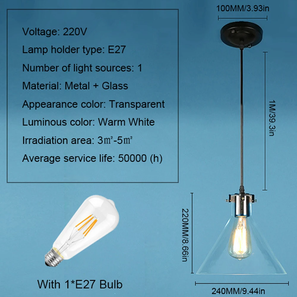 YWX светильник, современный Лофт, подвесной светильник, стеклянная Подвесная лампа, светильники E27, лампа AC 200 в, для ресторана, бара, гостиной, спальни, светодиодный светильник