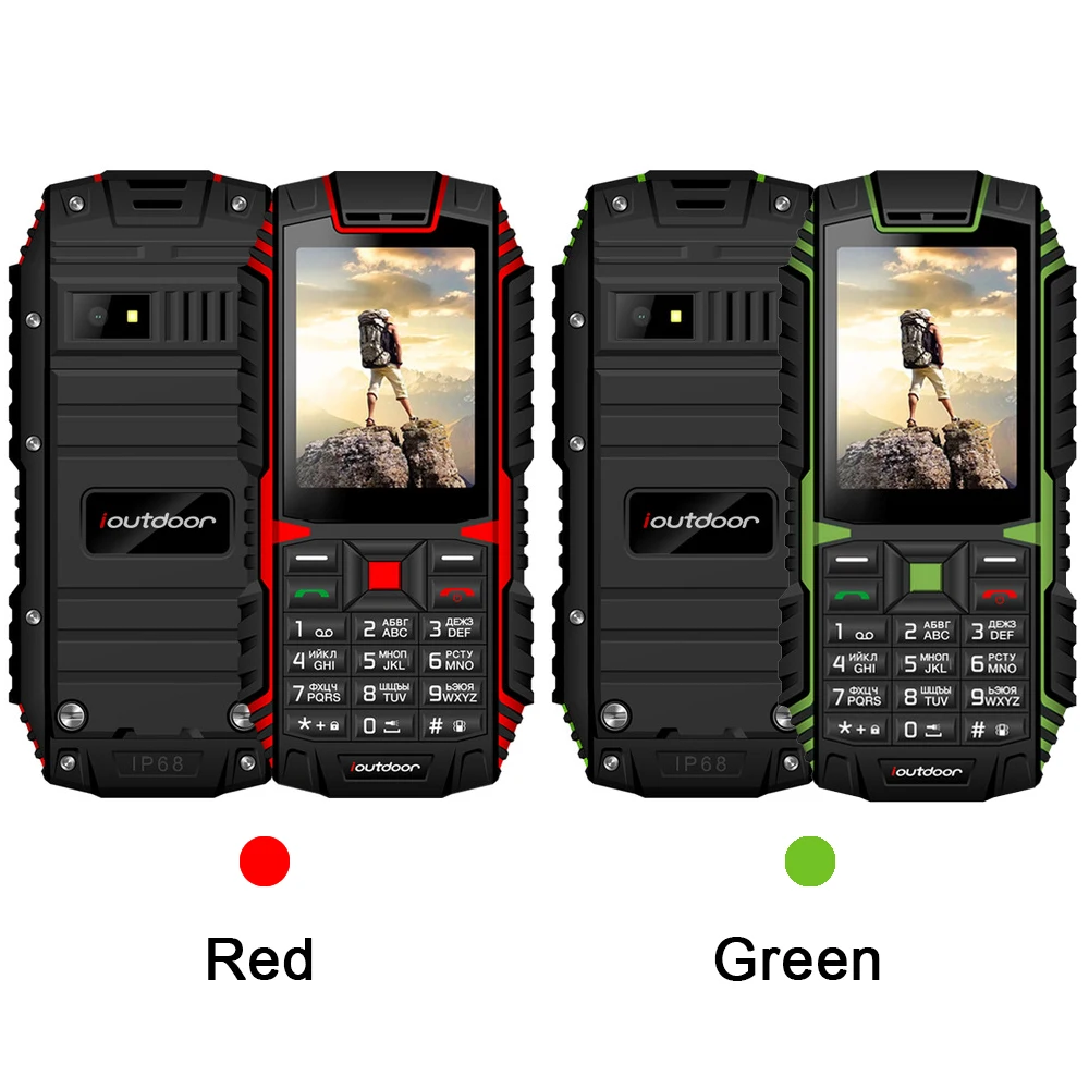 Ioutdoor T1 لوحة مفاتيح روسية IP68 للماء الهاتف المحمول للصدمات اللاسلكية FM في الهواء الطلق هواتف محمولة المزدوج سيم 2100 mAh الهواتف
