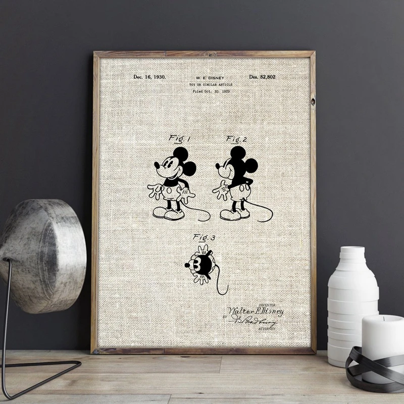 Mouse Patent Prints Nursery Wall Decorations