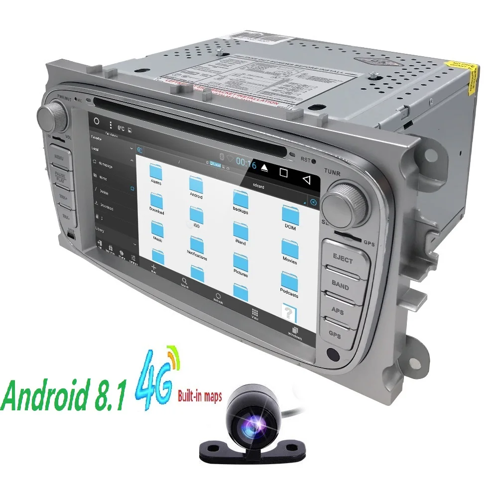Perfect Hizpo 4 core Android 8.1 Car DVD Player 2Din radio GPS Navi for Ford Focus Mondeo Kuga C-MAX S-MAX Galaxy Audio Stereo Head Unit 2