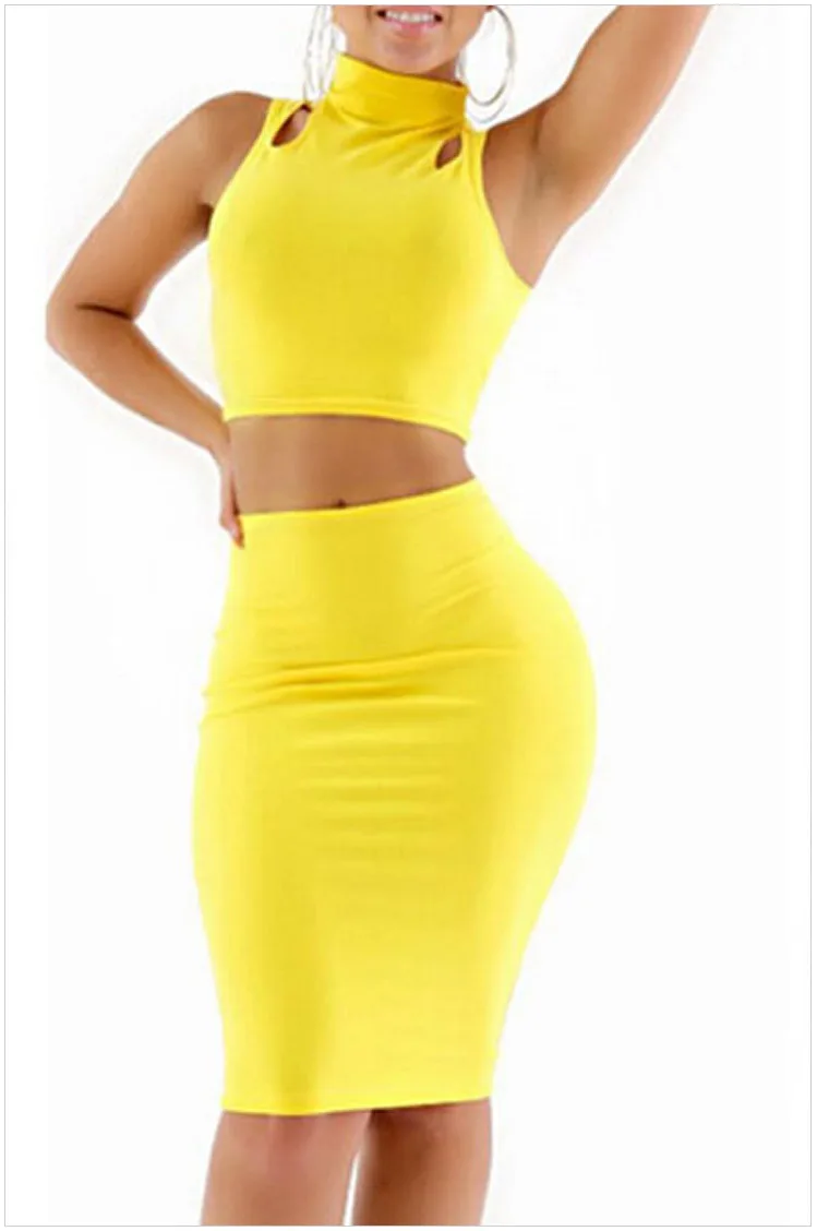 yellow bodycon skirt