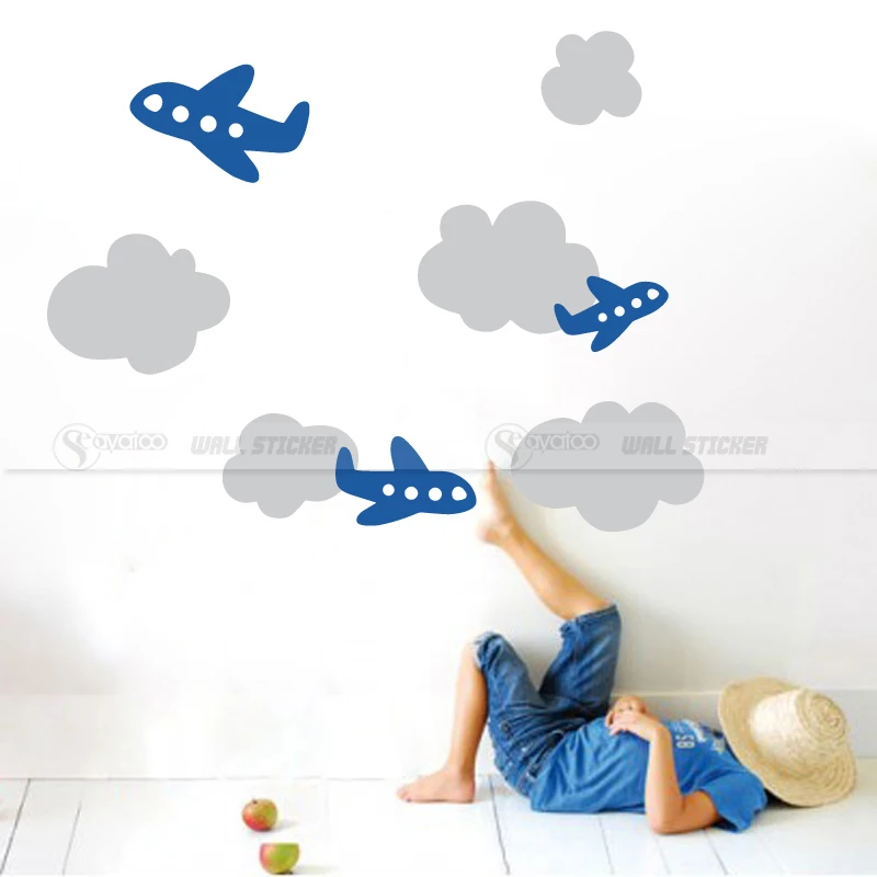 Самолеты облака самолеты Съемная виниловая наклейка на стену Стикеры дети ребенок спальня для детской игровой комнаты наклейка s домашний декор 61x80 см