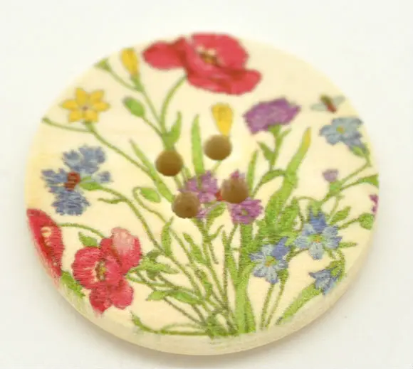 

Free Shipping 100pcs Carnation Flower Painting Wood Sewing Buttons Scrapbook 30mm